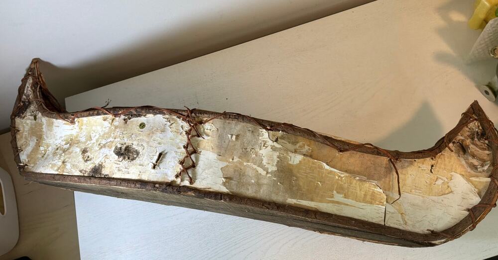 Hand Crafted American White Birch Bark Canoe 33"